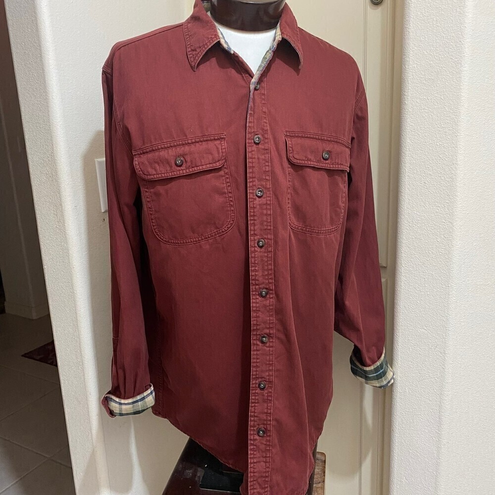 Vintage LL Bean Long Sleeve Hurricane Shirt Flannel Lined Size Large
